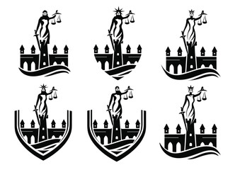 Vector lady of justice different versions