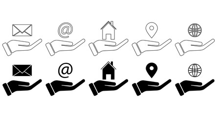 Gesture isolated on white background with clipping path, helping hand outstretched for salvation,internet, house, letter, internet