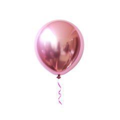 pink helium balloon. Birthday balloon flying for party and celebrations. Isolated on white background.