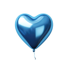 blue heart helium balloon. Birthday balloon flying for party and celebrations. Isolated on white background.