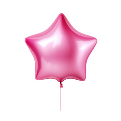 pink star helium balloon. Birthday balloon flying for party and celebrations. Isolated on white background.