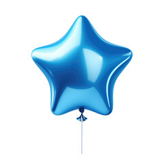 blue star helium balloon. Birthday balloon flying for party and celebrations. Isolated on white background.