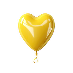 yellow heart helium balloon. Birthday balloon flying for party and celebrations. Isolated on white background. - 676450165