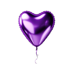 purple heart helium balloon. Birthday balloon flying for party and celebrations. Isolated on white background.