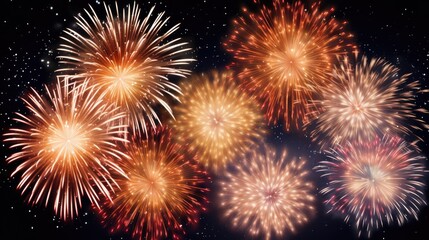 Naklejka premium Beautiful colorful bright fireworks lighting up night sky for celebrate