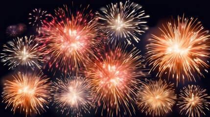 Fototapeta premium Beautiful colorful bright fireworks lighting up night sky for celebrate