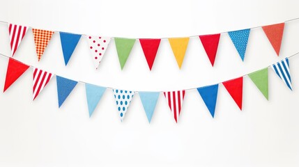 Obraz premium Festive colorful flag garlands illustration.