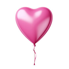 pink heart helium balloon. Birthday balloon flying for party and celebrations. Isolated on white background. Generative AI