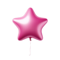 pink star helium balloon. Birthday balloon flying for party and celebrations. Isolated on white background.