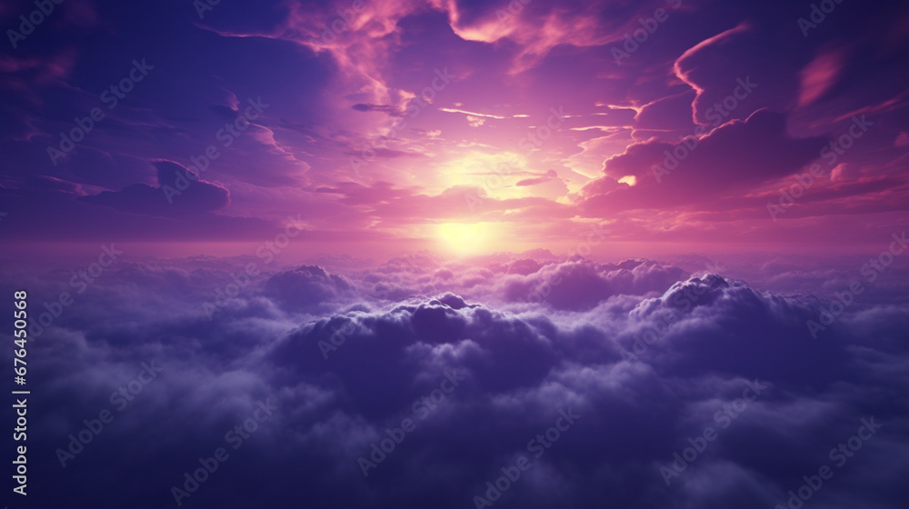 Wall mural deep purple magenta violet sky with clouds background