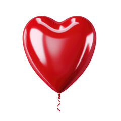 red heart helium balloon. Birthday balloon flying for party and celebrations. Isolated on white background.