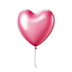 pink heart helium balloon. Birthday balloon flying for party and celebrations. Isolated on white background.