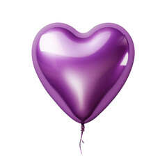purple heart helium balloon. Birthday balloon flying for party and celebrations. Isolated on white background.