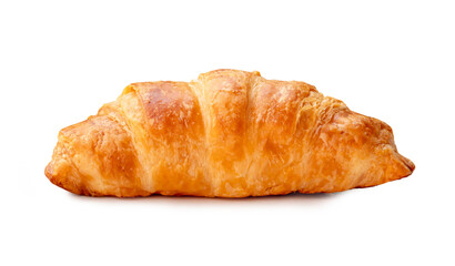 Front view of croissant isolated on white background with clipping path
