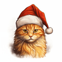 cat wearing santa hat in chirstmas