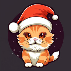cat wearing santa hat in chirstmas