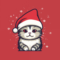 cat wearing santa hat in chirstmas