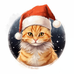 cat wearing santa hat in chirstmas