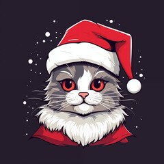 cat wearing santa hat in chirstmas
