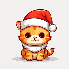 cat wearing santa hat in chirstmas