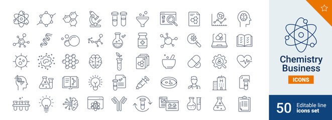 Chemistry icons Pixel perfect. Search, innovate, laboratory, ....