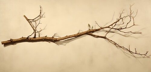 Fototapeta na wymiar Elegant Black Tree Branch with Delicate Twigs Isolated on a White Background, Perfect for Design Projects