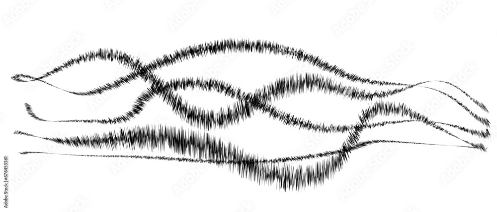 Fototapete wave curve, flow pattern, vector design element. abstract dynamic stroke, linear graphic rays. sound