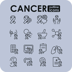 Cancer outline Icons vector design.
