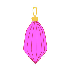 Christmas retro dark pink and yellow decoration. Christmas ball. Vector Vintage retro elements.