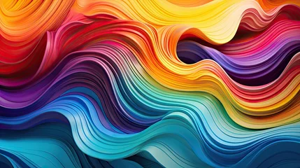 Gordijnen Multicolored liquid waves abstract background. Generative AI © saicle