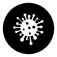 Fototapeta premium A coronavirus symbol in the center. Isolated white symbol in black circle. Vector illustration on white background
