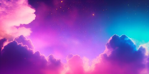 Obraz na płótnie Canvas Sky with multicolor clouds. AI generated illustration