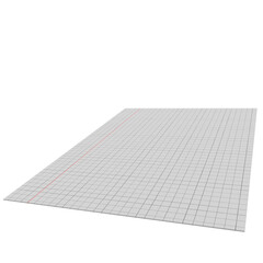 3D rendering illustration of a sheet of grid paper