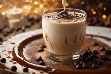 cappuccino with chocolate - obrazy, fototapety, plakaty