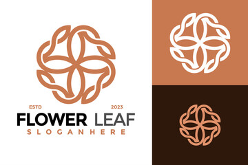 Flower leaf Logo design vector symbol icon illustration - obrazy, fototapety, plakaty