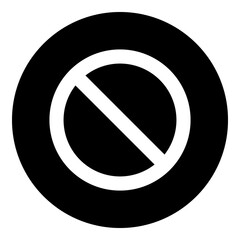 A stop symbol in the center. Isolated white symbol in black circle. Illustration on transparent background