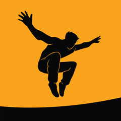 Fototapeta na wymiar silhouette of jumping man