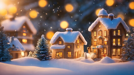 Naklejka premium christmas small houses, new year background. generative AI