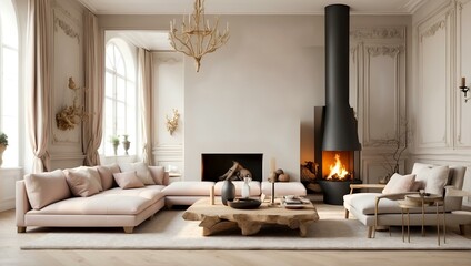  a living room filled with furniture and a fire place