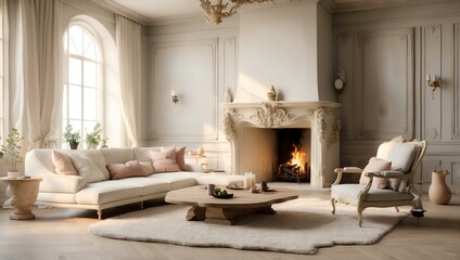  a living room filled with furniture and a fire place