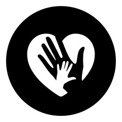 Obraz premium A mom with baby symbol in the center. Isolated white symbol in black circle. Vector illustration on white background