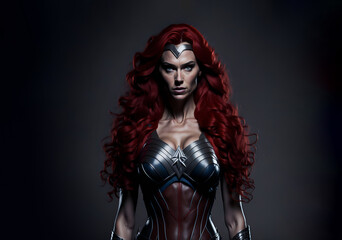 Naklejka na ściany i meble Powerful redhead female amazon warrior