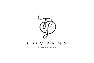 D initial signature logo with heart or love shape variation. Handwriting logo template vector