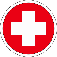 Obraz premium medical red cross, outline design, emergency sign, white plus, red circle, hospital symbols