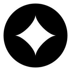 A star symbol in the center. Isolated white symbol in black circle. Illustration on transparent background
