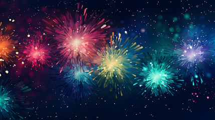 Fototapeta na wymiar Illustration of Fireworks in the night sky. New year's concept. 2024