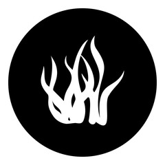 A seaweed symbol in the center. Isolated white symbol in black circle. Illustration on transparent background