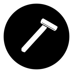 A mens razor symbol in the center. Isolated white symbol in black circle. Illustration on transparent background