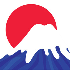 Isolated traditional japanese fuji mountain landscape Vector