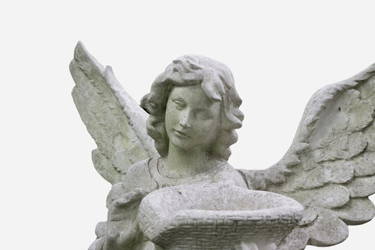 Woman angel with gifts on a white background